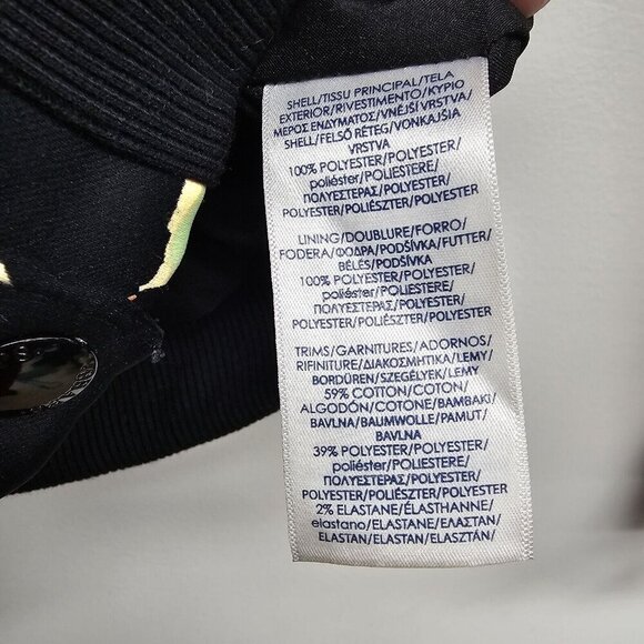 Chaps Black Floral Bomber Jacket Women's Size Medium Full Button Closure EUC - Picture 4 of 7